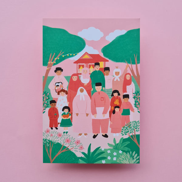 Potret Famili Raya Postcard - Bunga dan Bintang