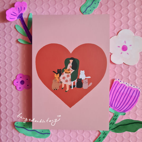 Postcard - Cat Love by Bunga dan Bintang