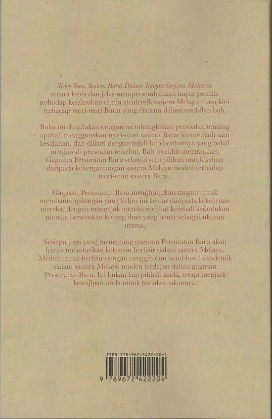 Teori-Teori Sastera Barat Dalam Tangan Sarjana Malaysia