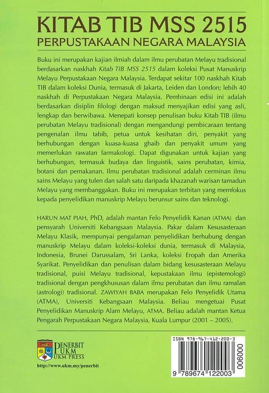 Kitab Tib MSS 2515: Perpustakaan Negara Malaysia: Kajian Teks Dan Suntingan